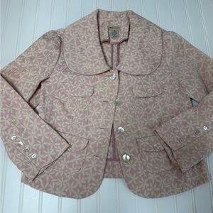 Anthropologie Elevenses Blazer Jacket 8 Floral Pink Suit Career